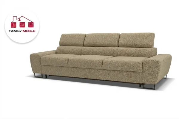 Family Meble — Zestaw wypoczynkowy sofa 3 kanapa fotele beżowy boucla welur Savio Family