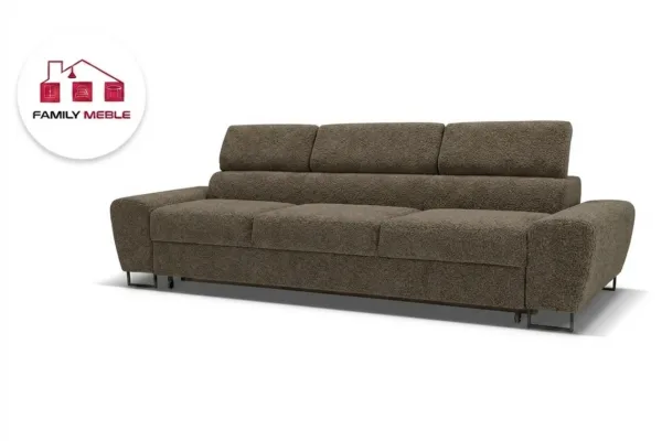 Family Meble — Zestaw wypoczynkowy sofa 3 kanapa fotele brąz boucla Savio Family Meble