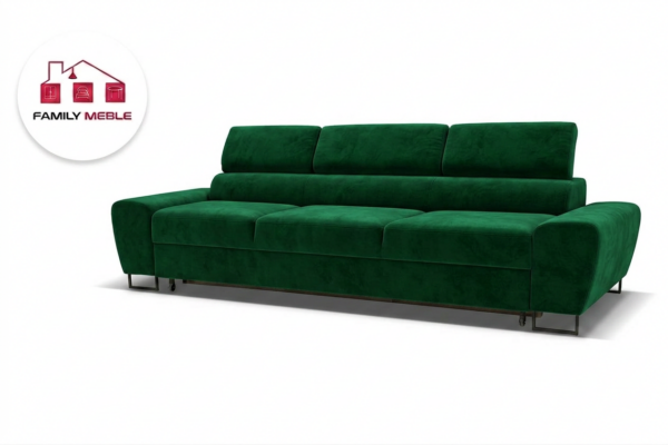 Family Meble — Zestaw wypoczynkowy sofa 3 kanapa fotele zielony welur Savio Family Meble