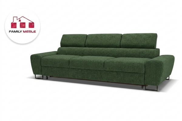 Family Meble — Zestaw wypoczynkowy sofa 3 kanapa fotele zielony boucla Savio Family Meble