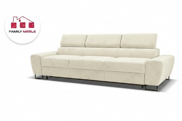 Family Meble — Zestaw wypoczynkowy sofa 3 kanapa fotele kremowy welur Savio Family Meble