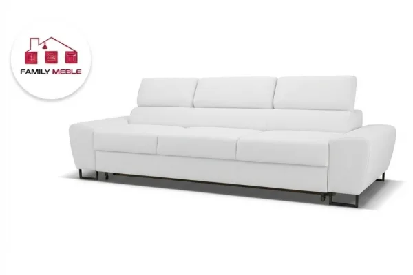 Family Meble — Zestaw wypoczynkowy sofa 3 kanapa fotele biały ekoskóra Savio Family Meble