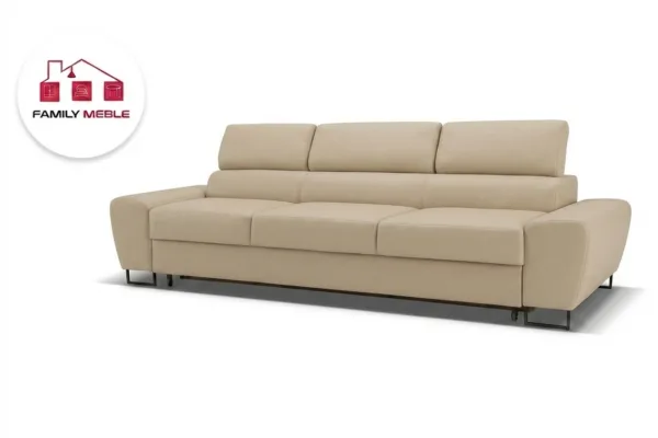 Family Meble — Zestaw wypoczynkowy sofa 3 kanapa fotele beżowy ekoskóra Savio Family Meble