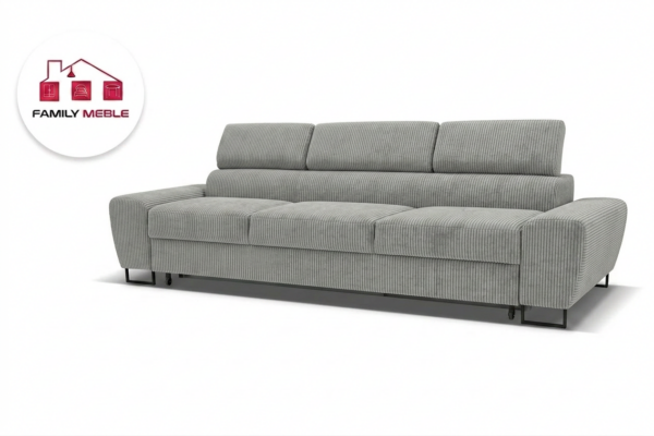Family Meble — Zestaw wypoczynkowy sofa 3 kanapa fotele szary sztruks Savio Family Meble