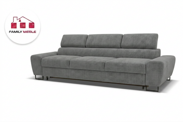 Family Meble — Zestaw wypoczynkowy sofa 3 kanapa fotele szary sztruks Savio Family Meble