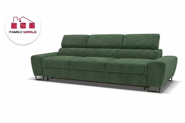 Family Meble — Zestaw wypoczynkowy sofa 3 kanapa fotele zielony sztruks Savio Family Meble