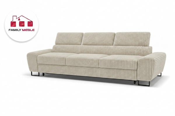 Family Meble — Zestaw wypoczynkowy sofa 3 kanapa fotele beż sztruks Savio Family Meble