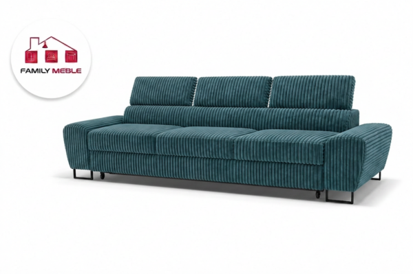 Family Meble — Zestaw wypoczynkowy sofa 3 kanapa fotele niebieski sztruks Savio Family Meb