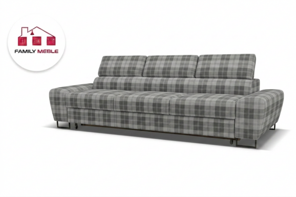 Family Meble — Zestaw wypoczynkowy sofa 3 kanapa fotele szary kratka Savio Family Meble
