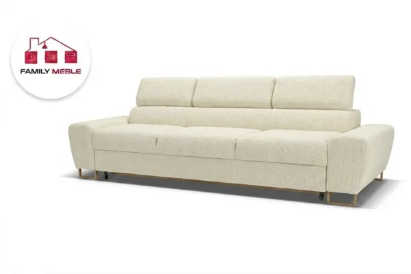 Family Meble — Zestaw wypoczynkowy sofa 3 kanapa fotele beż welur szenil Savio Family Meb