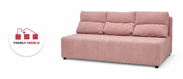 Family Meble — Zestaw wypoczynkowy sofa 3 kanapa fotele różowy welur wygodny salonu KIMO
