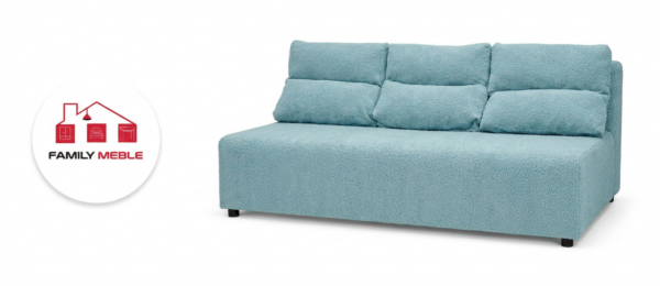 Family Meble — Zestaw wypoczynkowy sofa 3 kanapa fotele błękitny welur KIMO Family Meble