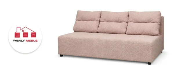 Family Meble — Zestaw wypoczynkowy sofa 3 kanapa fotele pudrowy róż welur Kimo Family