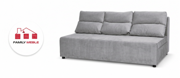 Family Meble — Zestaw wypoczynkowy sofa 3 kanapa fotele szary welur Kimo Family Meble