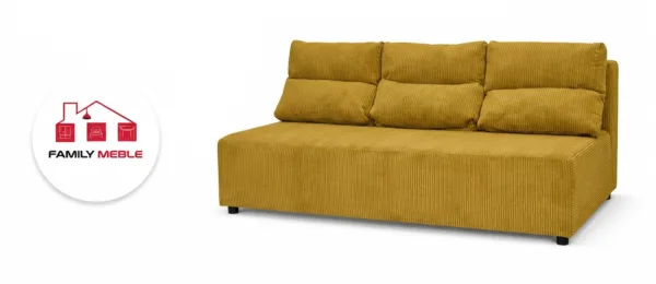 Family Meble — Zestaw wypoczynkowy sofa 3 kanapa fotele musztardowy złoty sztruks Kimo