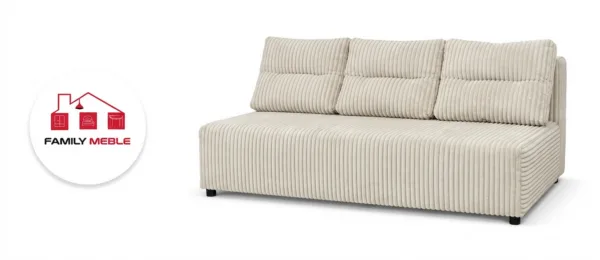 Family Meble — Zestaw wypoczynkowy sofa 3 kanapa fotele beż welur KIMO Family Meble