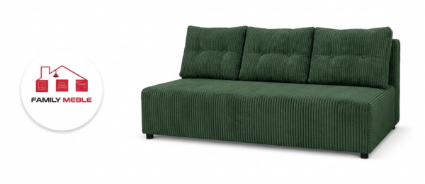 Family Meble — Zestaw wypoczynkowy sofa kanapa fotele butelkowa zieleń sztruks Kimo Family