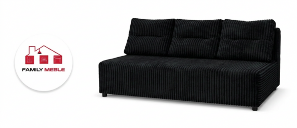 Family Meble — Zestaw wypoczynkowy sofa 3 kanapa fotele czarny sztruks Kimo Family Meble
