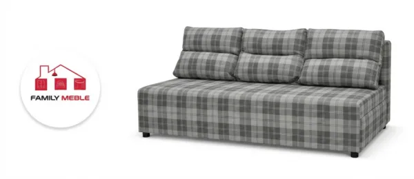 Family Meble — Zestaw wypoczynkowy sofa 3 kanapa fotele szary kratka Kimo Family Meble
