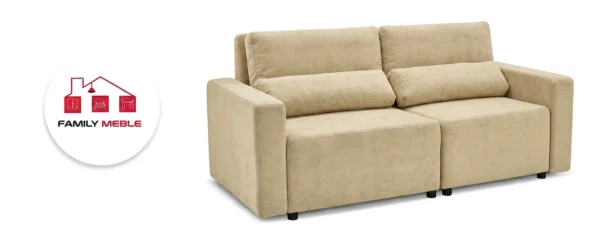 Family Meble — Zestaw wypoczynkowy kanapa sofa rozkładana 2 fotele beżowy do salonu KOMO