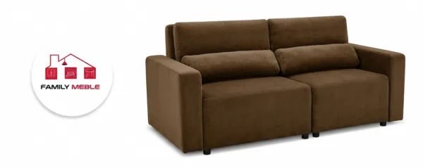 Family Meble — Zestaw wypoczynkowy kanapa sofa rozkładana 2 fotele beżowy welur Komo