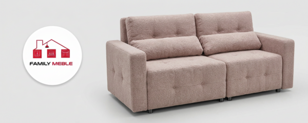 Family Meble — Zestaw wypoczynkowy kanapa sofa rozkładana 2 fotele pudrowy róż Komo Family