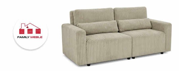 Family Meble — Zestaw wypoczynkowy kanapa sofa rozkładan 2 fotele szary Idylla Komo Family