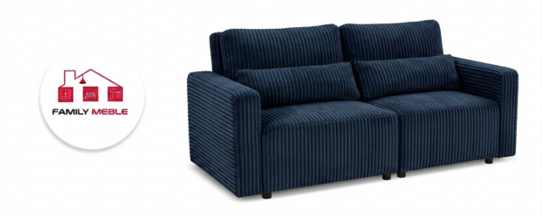 Family Meble — Zestaw wypoczynkowy kanapa sofa rozkładana 2 fotele granatowy Komo Family