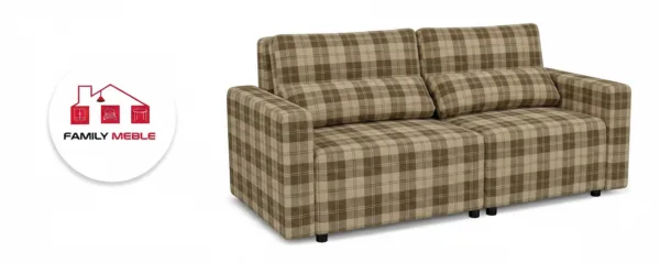 Family Meble — Zestaw wypoczynkowy kanapa sofa rozkładana 2 fotele brąz Komo Family