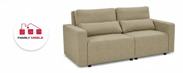 Family Meble — Zestaw wypoczynkowy kanapa sofa rozkładana fotele beżowy szenil Komo Family