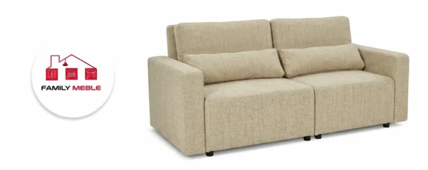 Family Meble — Zestaw wypoczynkowy kanapa sofa rozkładana 2 fotele beż szenil Komo Family