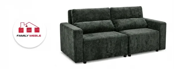 Family Meble — Zestaw wypoczynkowy kanapa sofa rozkład. 2 fotele szary szenil Komo Family