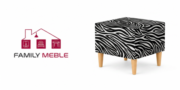 Family Meble — Pufa podnóżek siedzisko kostka dzieci czarno biały zebra Ari Family Meble