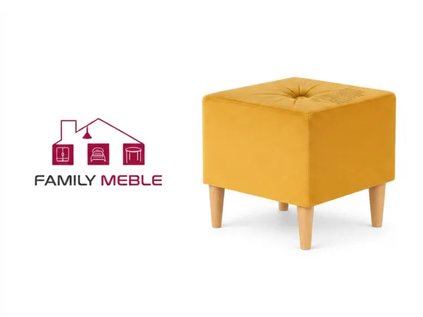 Family Meble — Pufa podnóżek siedzisko kostka żółty tapicerowana Ari Family Meble