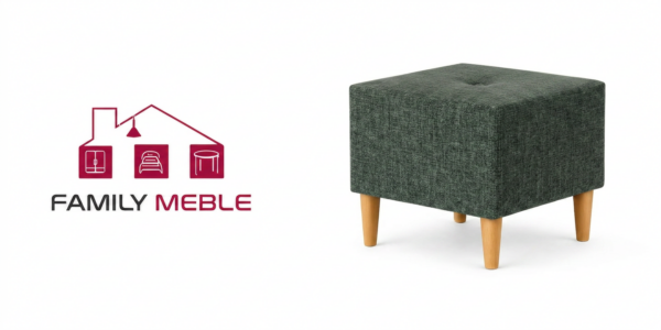 Family Meble — Pufa podnóżek siedzisko kostka szary welur szenil premium Ari Family Meble