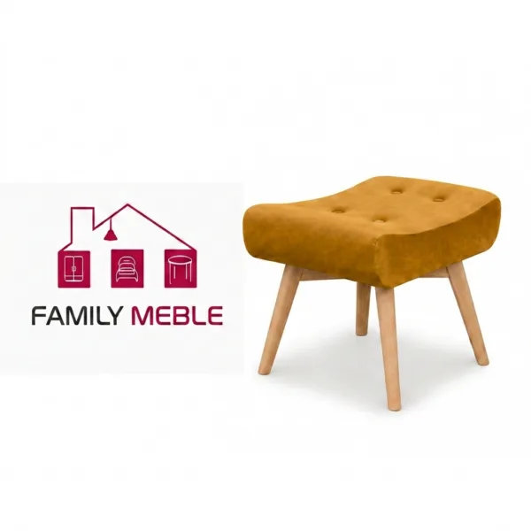 Family Meble — Vika Pufa skandynawska puf Podnóżek Siedzisko Salonu żółta Family Meble