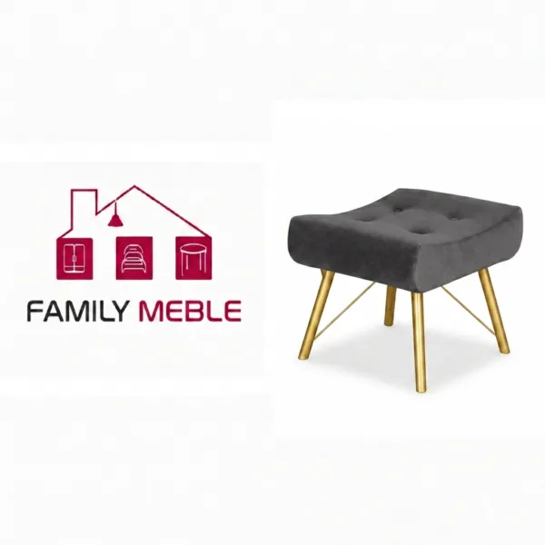 Family Meble — Luna Pufa skandynawska puf Podnóżek Siedzisko Salonu szara Family Meble
