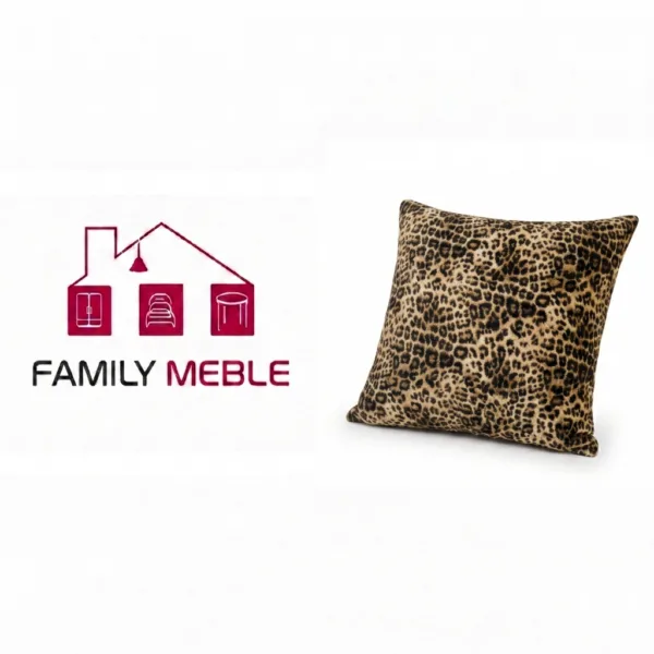 Family Meble — Poduszka dekoracyjna jasiek 45 x 45 poszewka panterka brązowa Family Meble