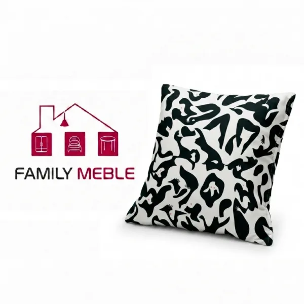 Family Meble — Poduszka dekoracyjna jasiek 45 x 45 poszewka czarno biały Family Meble
