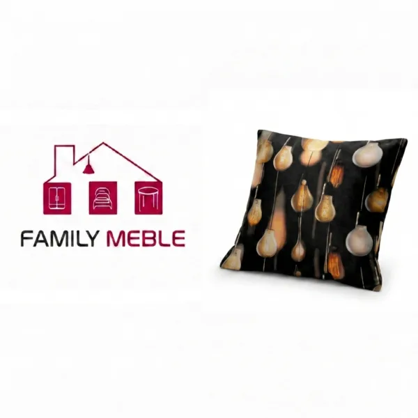 Family Meble — Poduszka dekoracyjna jasiek 45 x 45 poszewka czarny tkanina Family Meble