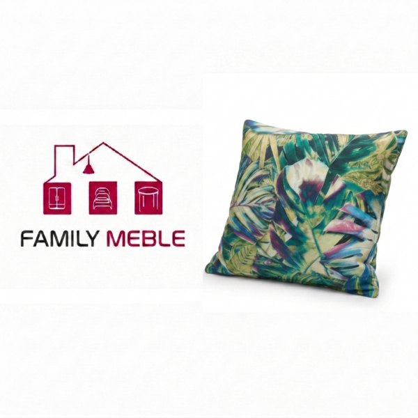 Family Meble — Poduszka dekoracyjna jasiek 45 x 45 poszewka zielona tkanina Family Meble