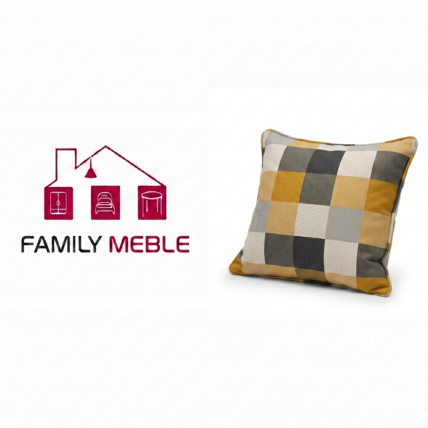 Family Meble — Poduszka dekoracyjna jasiek 45 x 45 poszewka żółta tkanina Family Meble