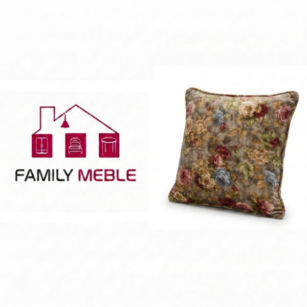 Family Meble — Poduszka dekoracyjna jasiek 45 x 45 poszewka brąz tkanina Family Meble