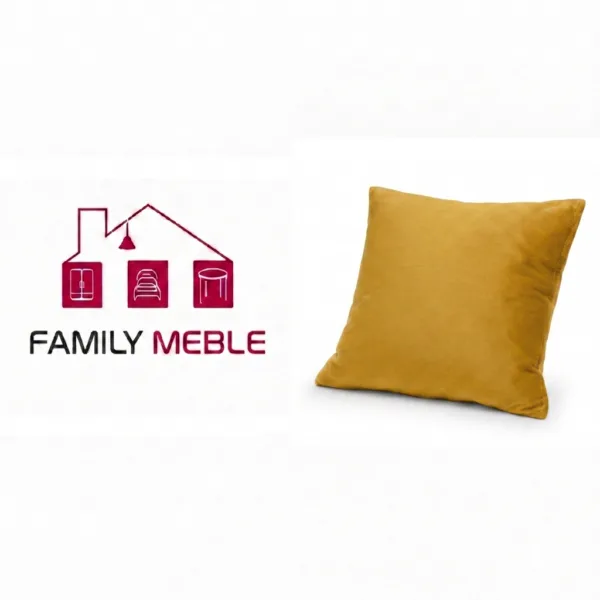 Family Meble — Poduszka dekoracyjna jasiek 45 x 45 poszewka żółty welurowy Family Meble