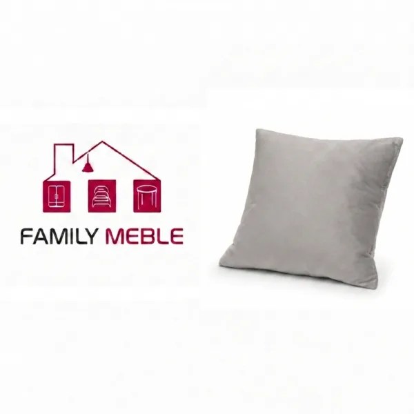 Family Meble — Poduszka dekoracyjna jasiek 45 x 45 poszewka szary welur Family Meble