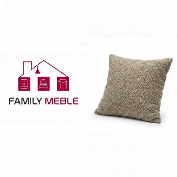 Family Meble — Poduszka dekoracyjna jasiek 45 x 45 poszewka beżowy buklowy Family Meble