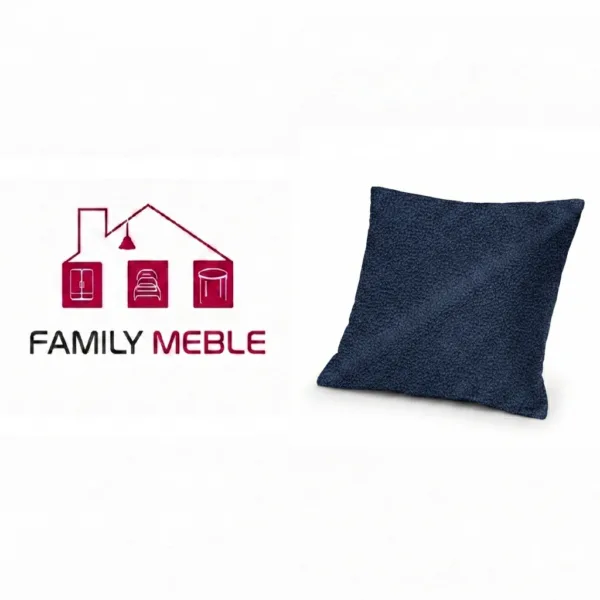 Family Meble — Poduszka dekoracyjna jasiek 45 x 45 poszewka granatowy boucla Family Meble