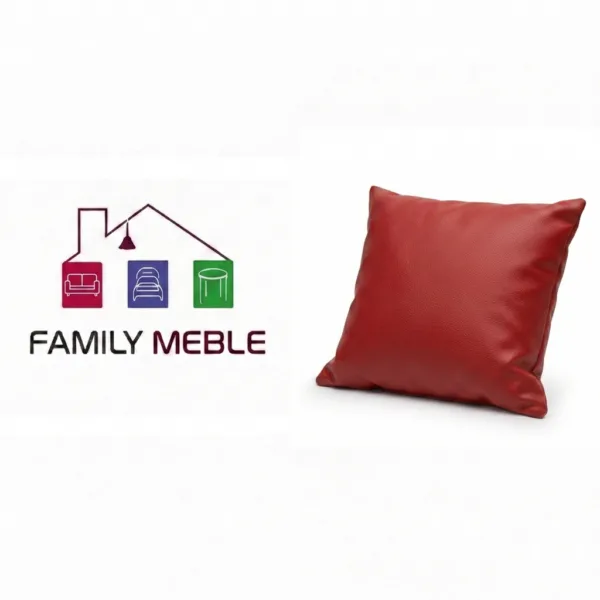 Family Meble — Poduszka dekoracyjna jasiek 45 x 45 poszewka czerwony ekoskóra Family Meble