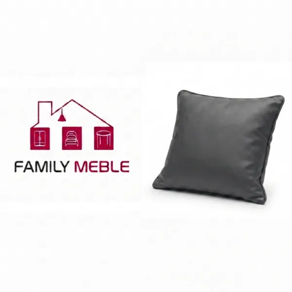 Family Meble — Poduszka dekoracyjna jasiek 45 x 45 poszewka szary ekoskóra Family Meble