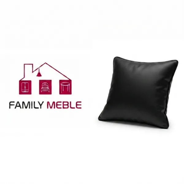 Family Meble — Poduszka dekoracyjna jasiek 45 x 45 poszewka czarny eko-skóra Family Meble